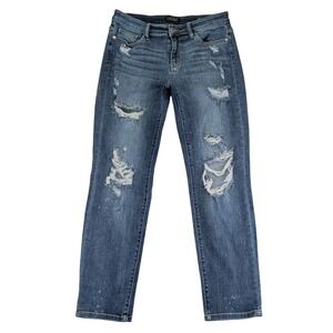 Judy Blue Jeans‎ Womens Size 9 29 Boyfriend Fit Distressed Ripped Blue Denim